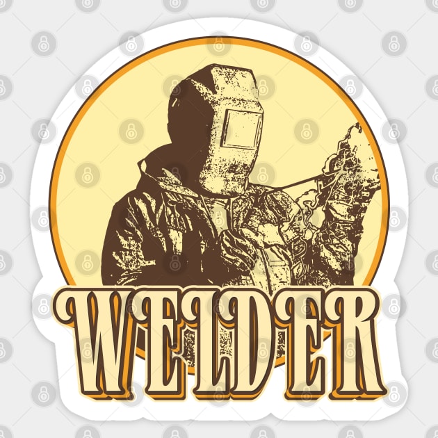 Welder drawing with retro style Sticker by KondeHipe